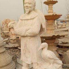 漁翁得利石雕，公園小品石雕