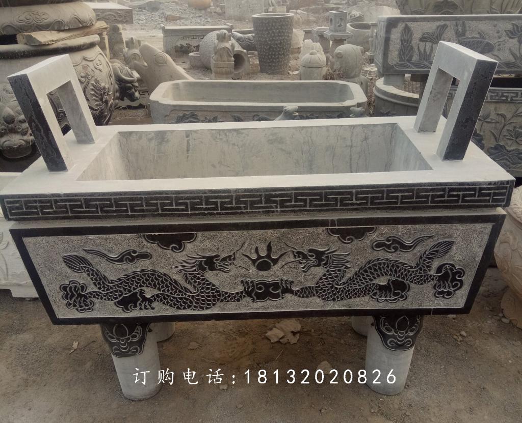 石雕香爐，青石香爐，寺廟方形香爐 (2)