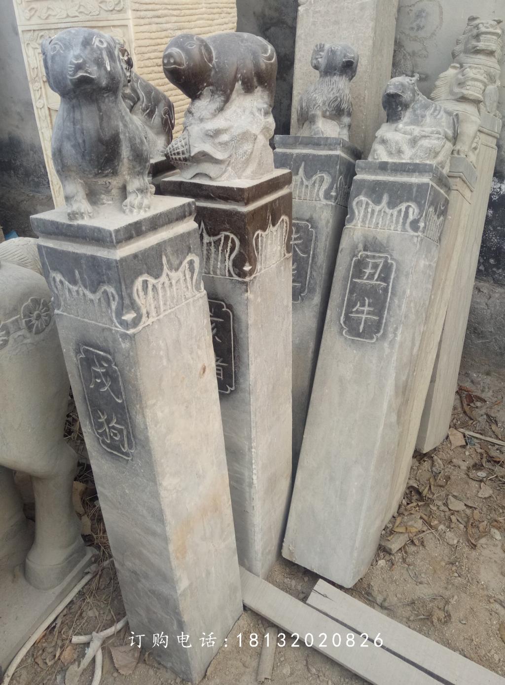 青石拴馬柱雕塑，仿古拴馬柱 (2)