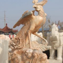 鳳凰石雕，公園晚霞紅鳳凰石雕