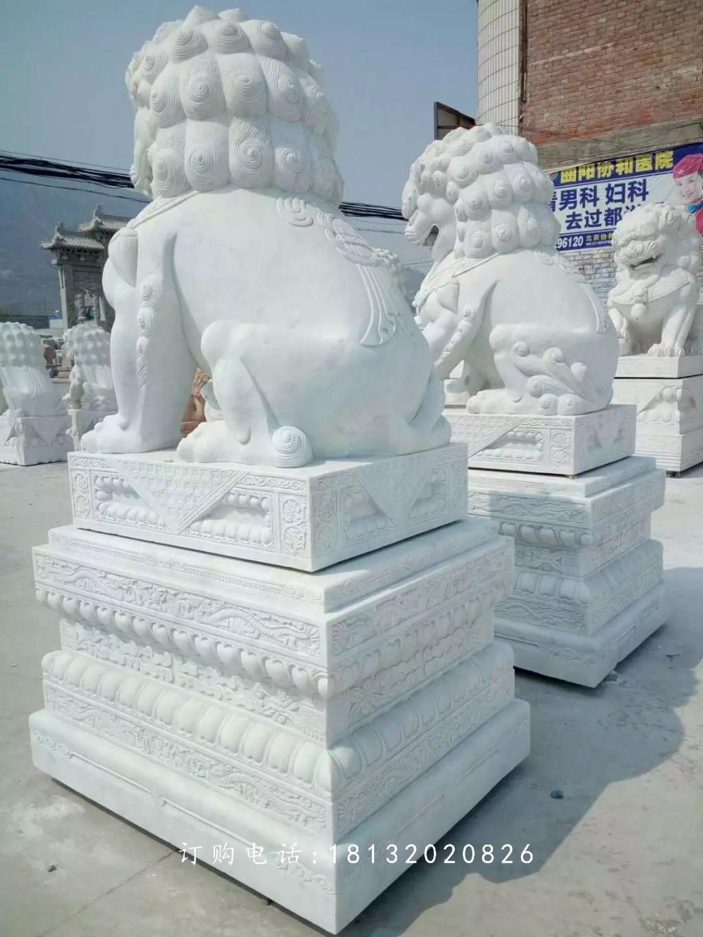 漢白玉獅子石雕，門(mén)口獅子雕塑 (2)