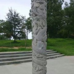 龍鳳石柱雕塑，廣場(chǎng)柱子石雕
