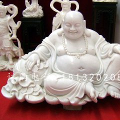 大肚佛石雕，漢白玉彌勒佛雕塑