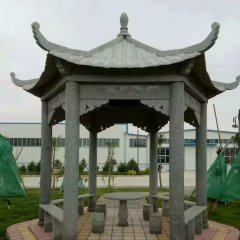 青石涼亭，公園涼亭石雕