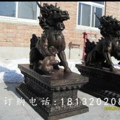 麒麟銅雕，黃銅麒麟雕塑