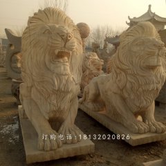 趴著的匯豐獅石雕，公園動(dòng)物石雕