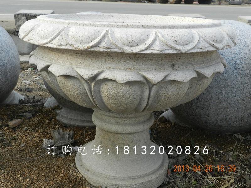 大理石花盆雕塑，公園景觀花盆石雕 (6)