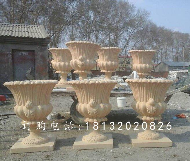 玻璃鋼仿砂巖花盆，玻璃鋼花盆雕塑