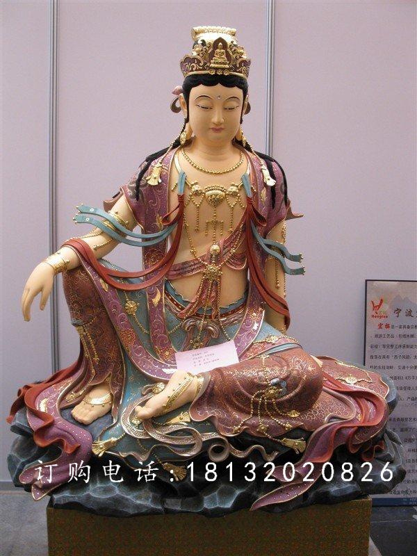 玻璃鋼觀音雕塑，坐式觀音菩薩玻璃鋼雕塑