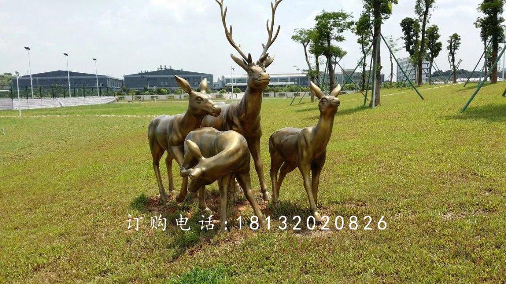 梅花鹿銅雕，園林景觀銅雕，公園動物銅雕