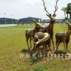 梅花鹿銅雕，園林景觀銅雕，公園動(dòng)物銅雕