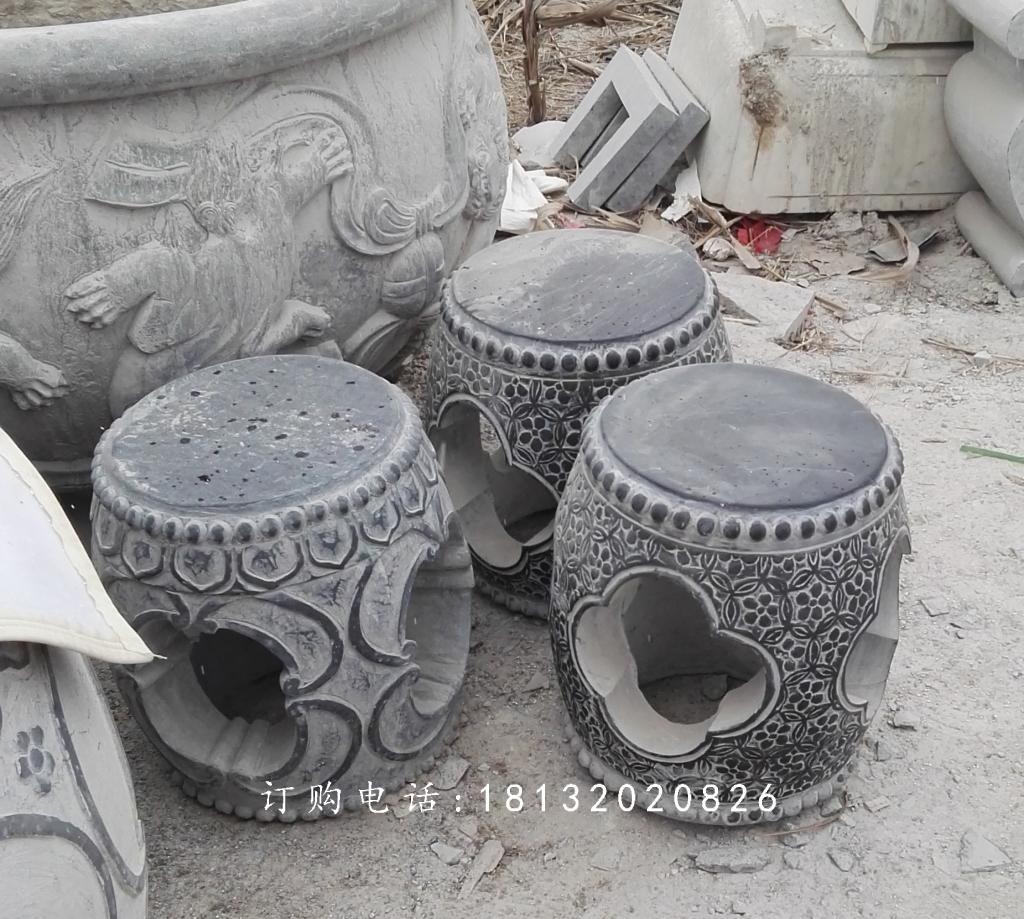仿古石桌石凳，鼓式桌凳石雕 (2)