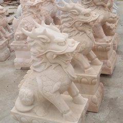 麒麟雕塑，晚霞紅麒麟石雕