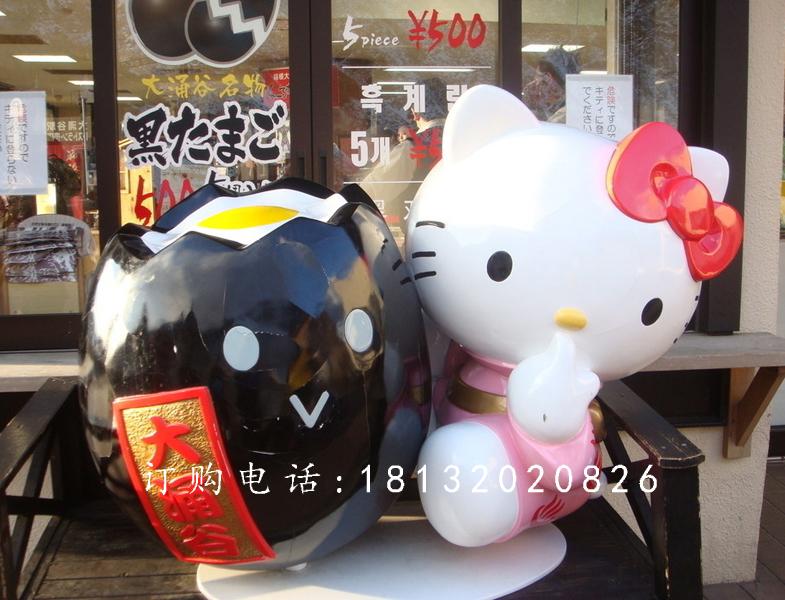 玻璃鋼kitty貓雕塑，卡通玻璃鋼雕塑