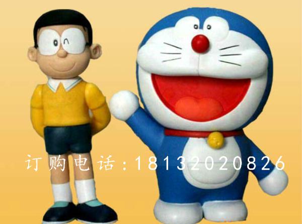 玻璃鋼大雄與多啦a夢(mèng)雕塑，卡通人物雕塑