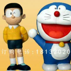玻璃鋼大雄與多啦a夢(mèng)雕塑，卡通人物雕塑