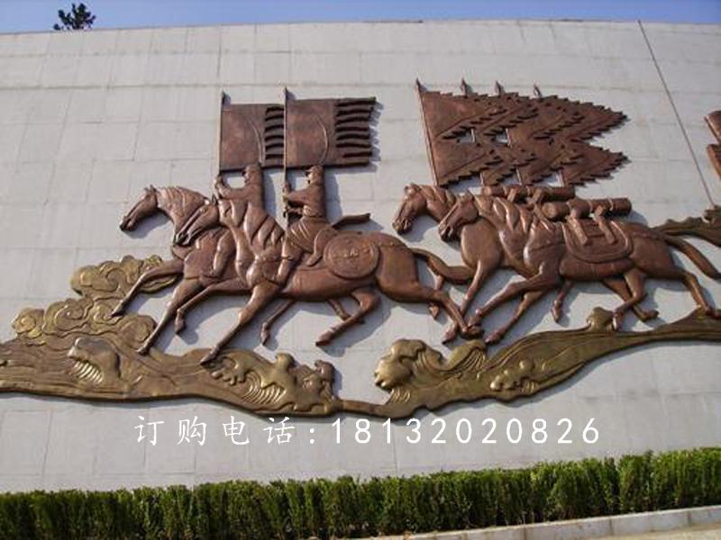 鍛銅浮雕，古代人物騎馬銅浮雕