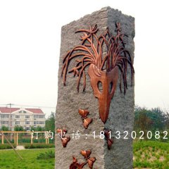 鍛銅浮雕，蝴蝶蘭花銅浮雕