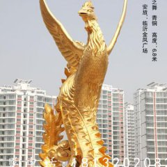 鳳之舞銅雕，鎏金銅鳳凰雕塑