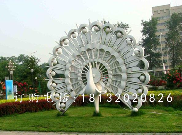 不銹鋼孔雀雕塑，公園抽象孔雀雕塑