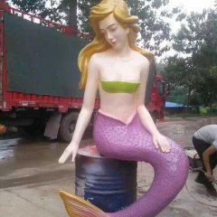 玻璃鋼美人魚雕塑，玻璃鋼彩繪雕塑