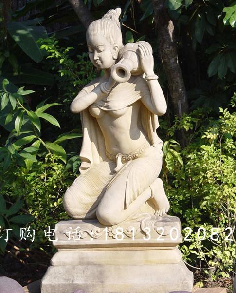 美女沐浴石雕，公園人物石雕