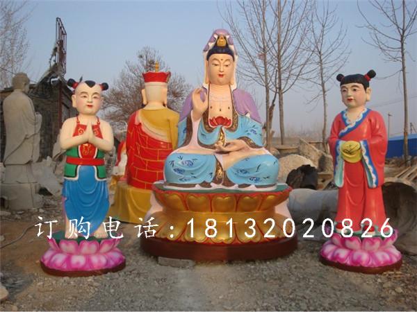 玻璃鋼觀世音雕塑，彩繪佛像雕塑