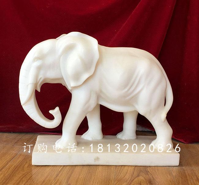 漢白玉小象雕塑，漢白玉動物石雕