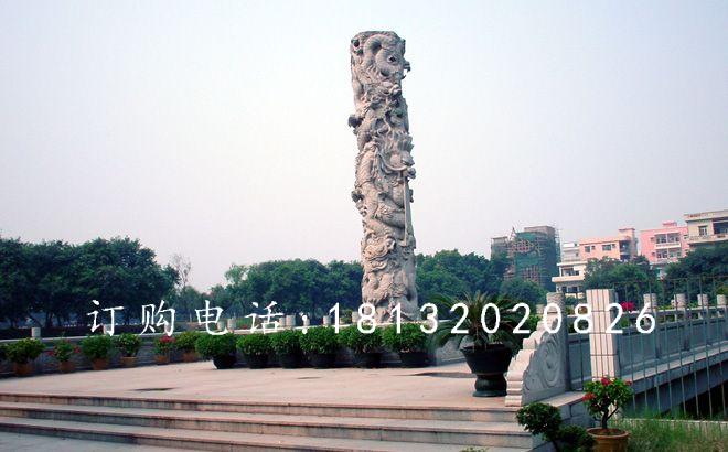 廣場(chǎng)盤龍柱石雕,大理石柱子