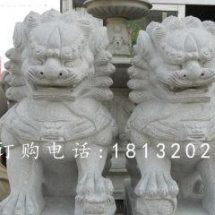 獅子滾繡球石雕，大理石獅子雕塑