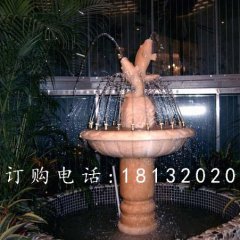 晚霞紅噴泉石雕，石雕魚噴泉