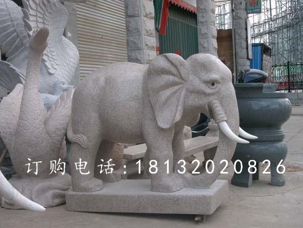 大理石小象，公園動(dòng)物石雕