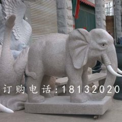大理石小象，公園動(dòng)物石雕