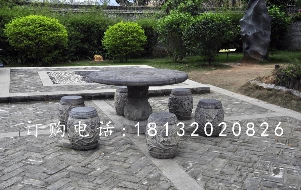 青石圓桌圓凳，仿古石桌凳