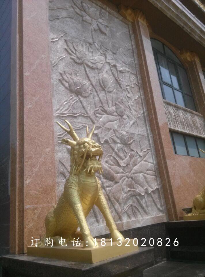 銅麒麟雕塑，鎏金銅麒麟雕塑