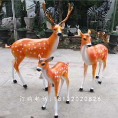 梅花鹿雕塑，玻璃鋼仿真梅花鹿雕塑