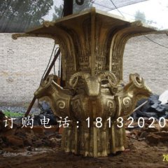 四羊方尊銅雕，鎏金四羊方尊銅雕