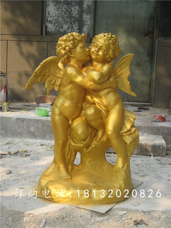 玻璃鋼小天使雕塑，玻璃鋼西方人物雕塑