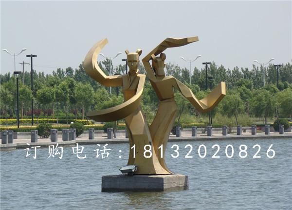 不銹鋼古代美女雕塑，抽象人物雕塑