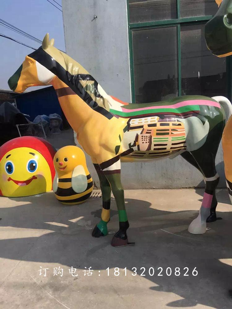 玻璃鋼彩繪馬雕塑，玻璃鋼動物雕塑 (1)