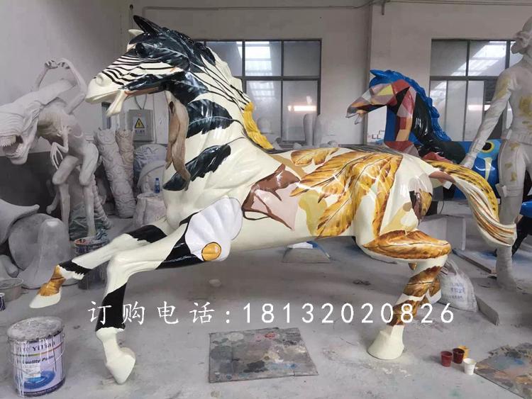玻璃鋼彩繪馬雕塑，玻璃鋼動物雕塑 (2)