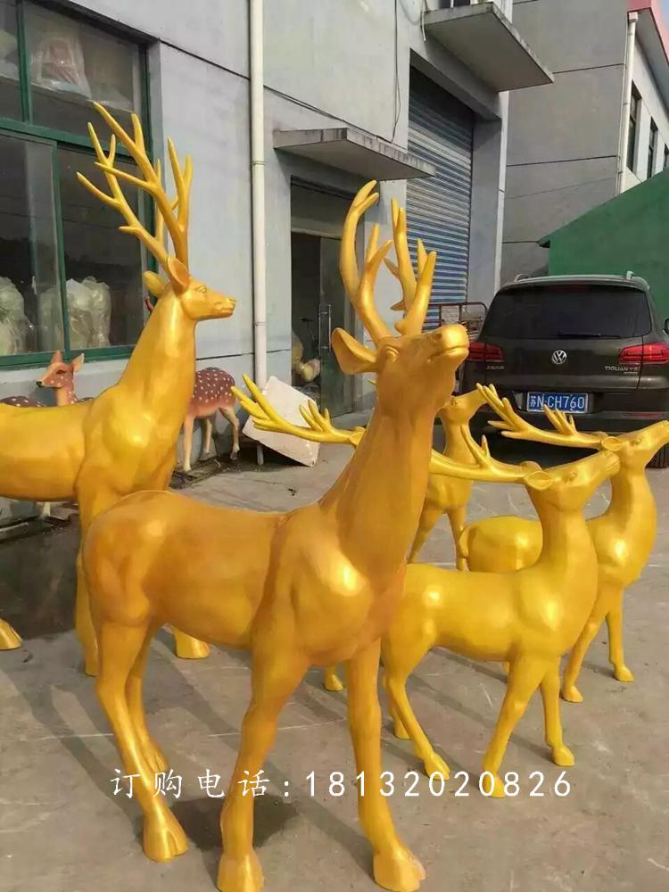 玻璃鋼仿銅鹿雕塑，馴鹿銅雕