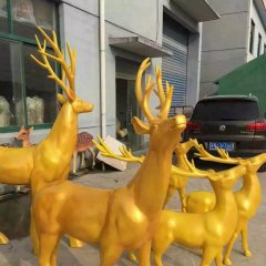 玻璃鋼仿銅鹿雕塑，馴鹿銅雕