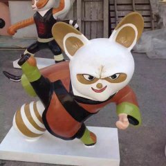 玻璃鋼功夫熊貓雕塑，卡通動物雕塑