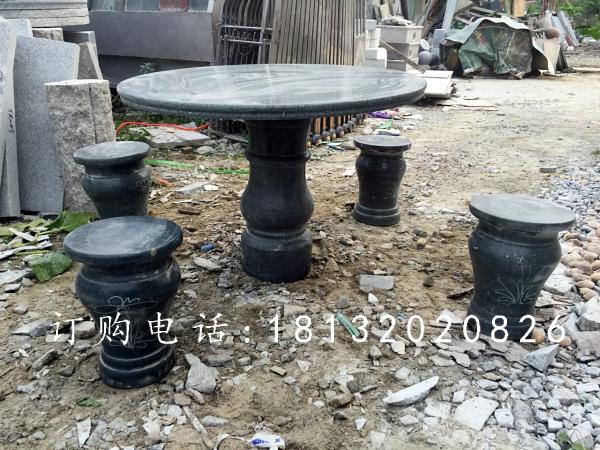 黑色石桌椅，公園桌椅石雕