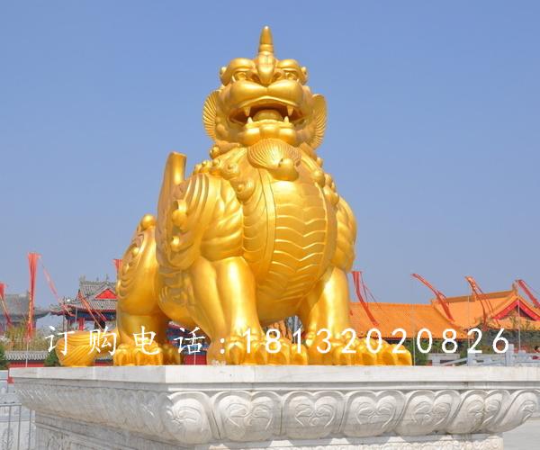 獨(dú)角獸銅雕，鎏金銅獨(dú)角獸