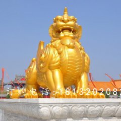獨(dú)角獸銅雕，鎏金銅獨(dú)角獸