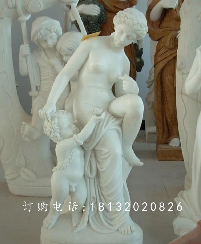 西方母子石雕，漢白玉人物雕塑