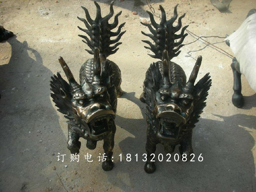 麒麟銅雕，小型青銅麒麟