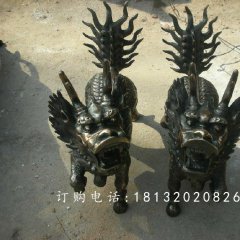 麒麟銅雕，小型青銅麒麟